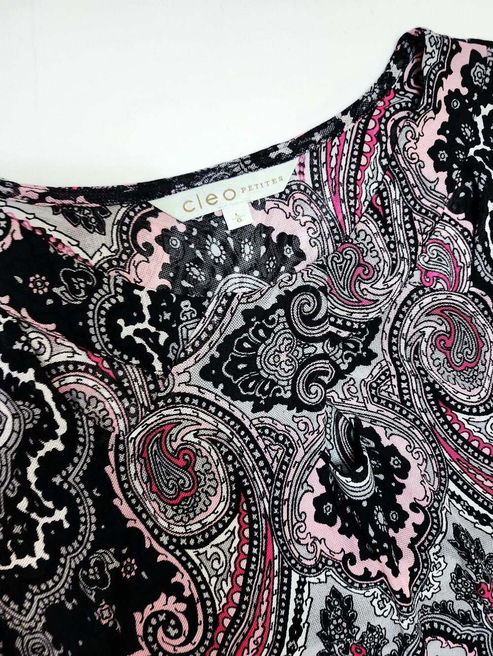 CLEO Keyhole Paisley Tunic Top size L petites - Picture 5 of 12